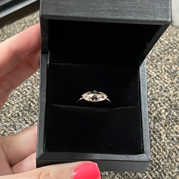 Rose Gold Plated Rose Cut Moissanite ring size 6 east to west style - Picture 16 of 16